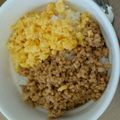 ぱんだｍａｍａ's cooksnap of when they made フライパン一つで二色丼♪.