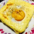 づきに's cooksnap of when they made 某コンビニレシピを再現！目玉焼きトースト.