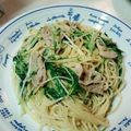 ぽゆい's cooksnap of when they made 豚バラと水菜の✿柚子胡椒スパゲティー✿.
