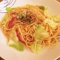 Rina12345's cooksnap of when they made キャベツとベーコンのペペロンチーノ.