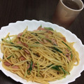ぐうたら主婦みん's cooksnap of when they made 水菜とベーコンと舞茸の和風パスタ.