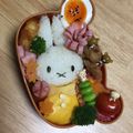 クックMU5D5Q☆'s cooksnap of when they made ミッフィー♡キャラ弁.