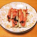 ❁Abake❁'s cooksnap of when they made ☆ちくわボート☆明太塩昆布のせ.