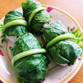 よっしぃ3's cooksnap of when they made 塩漬けちぢみ小松菜の胡麻おにぎり.