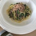 Yokchina's cooksnap of when they made ほうれん草ベーコン　柚子胡椒ポン酢パスタ.