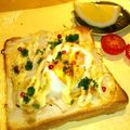 mayuyuキッチン's cooksnap of when they made カレー風味＊もやしの巣ごもりトースト.