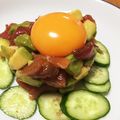 hiyo☆☆'s cooksnap of when they made まぐろとアボカド、長芋のユッケ.