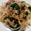 春と水's cooksnap of when they made なめ茸で！蓮根と法蓮草の和風ツナパスタ.