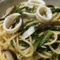 HMCmama's cooksnap of when they made イカとほうれん草のペペロンチーノ.