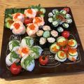 晴妃ママ's cooksnap of when they made 簡単☆カラフルお花の手毬寿司.