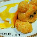 aaaﾛｸﾞｱｳﾄ's cooksnap of when they made リラックマオムライス　かわいいデコめし.