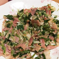 なーちゅ✳︎'s cooksnap of when they made 水菜とベーコンの柚子胡椒炒め.