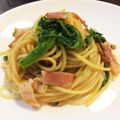 クックRSQH0I☆'s cooksnap of when they made ランチ、夕飯に。菜の花とベーコンのパスタ.