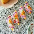 megmicky's cooksnap of when they made 華やかおつまみ♪簡単大根と鮭の花びら餅風.