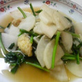 キイロイオニギリ's cooksnap of when they made 葉つきカブと油揚げの炒め煮.