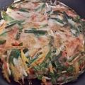 一人料理教室３時の母's cooksnap of when they made 超簡単！もやしとニラのチヂミ.