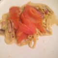 にこにこ0404's cooksnap of when they made サーモンときのこのクリームスープ生パスタ.