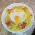 fuka6616's cooksnap of when they made レンチン♪キャベツとウインナーの温玉のせ.