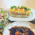 momo蔵's cooksnap of when they made 海老と玉子の簡単押し寿司.