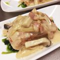 ♡minyon♡'s cooksnap of when they made 鮭と小松菜、失敗しないクリームソース添え.