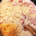 himaemama's cooksnap of when they made １人ランチに！！あるものカルボナーラ.