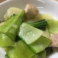 mantacarp's cooksnap of when they made ちんげん菜 鶏モモ じゃが 炒め.
