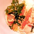 douzen's cooksnap of when they made 生姜風味♪鮪とワカメと韮の和え物.