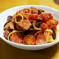 5386's cooksnap of when they made トマトとナスのベーコンパスタ.
