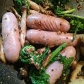 ふぁんたにゃん's cooksnap of when they made 菜の花とソーセージのマスタード醤油炒め.