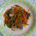 イチゴ、イチゴ。's cooksnap of when they made イワシとごぼう・ピーマンの酢の物♪.