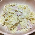 さとみんみん☆'s cooksnap of when they made 白菜とベーコンのクリームパスタ.
