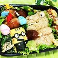 ３匹の大ぶたママ's cooksnap of when they made 絶体絶命！ミニオンVS恐竜 キャラ弁.