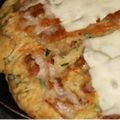 クック7RKE2H☆'s cooksnap of when they made 大葉 大量消費 しそトマトチーズお好み焼.