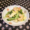 龍青空ママ's cooksnap of when they made 海老・たけのこ・春菊・卵の塩炒め☆.