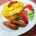 梨愛．'s cooksnap of when they made お砂糖なし！米粉の塩味パンケーキタワー.