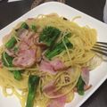 いちは183's cooksnap of when they made 菜の花とベーコンのパスタ.