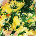 つぶあん＆ミー's cooksnap of when they made 簡単‼ベーコンとほうれん草の卵とじ.