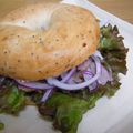 サオリ's cooksnap of when they made ハムとレタスのベーグルサンド.