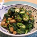 北海道伯爵's cooksnap of when they made レンチンでラクラク★モロヘイヤオクラ納豆.