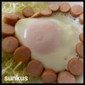 きつねどんべい's cooksnap of when they made お花みたいなウィンナーの目玉焼き❤.