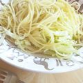 katachan's cooksnap of when they made キャベツたっぷり　ガーリックスパゲッティー.