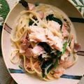 クックKJBQZ3☆'s cooksnap of when they made ほうれん草と鮭のクリームパスタ.