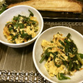 ♡ひな祭り♡'s cooksnap of when they made 卵とにらの桜えび塩昆布炒め.