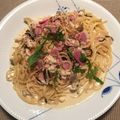 ibobobo's cooksnap of when they made 椎茸の和風クリームスパゲティー.