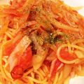 肉じゃがマヨネーズ's cooksnap of when they made 春♡トマトと新タマとベーコンのパスタ！.