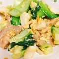 くうもん's cooksnap of when they made 鶏肉とチンゲン菜の卵とじ風炒め.