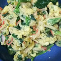 ＠ままちゃん's cooksnap of when they made ほうれん草とかにかまたまご炒め.