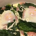 mht☆'s cooksnap of when they made レンジ♡ほうれん草とベーコンの巣ごもり風.