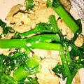 ムーサン☆'s cooksnap of when they made 菜の花と豚と炒り卵の粒マスタード炒め.