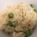 黒めんぼう's cooksnap of when they made グリンピース旬の味わいご飯◇綺麗な茹で方.